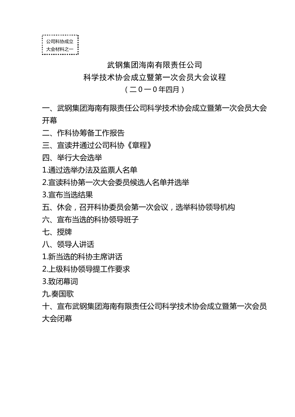 科协成立暨第一次大会会议材料_第1页