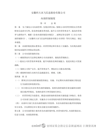 科大讯飞：内部控制制度(2010年3月)20100320