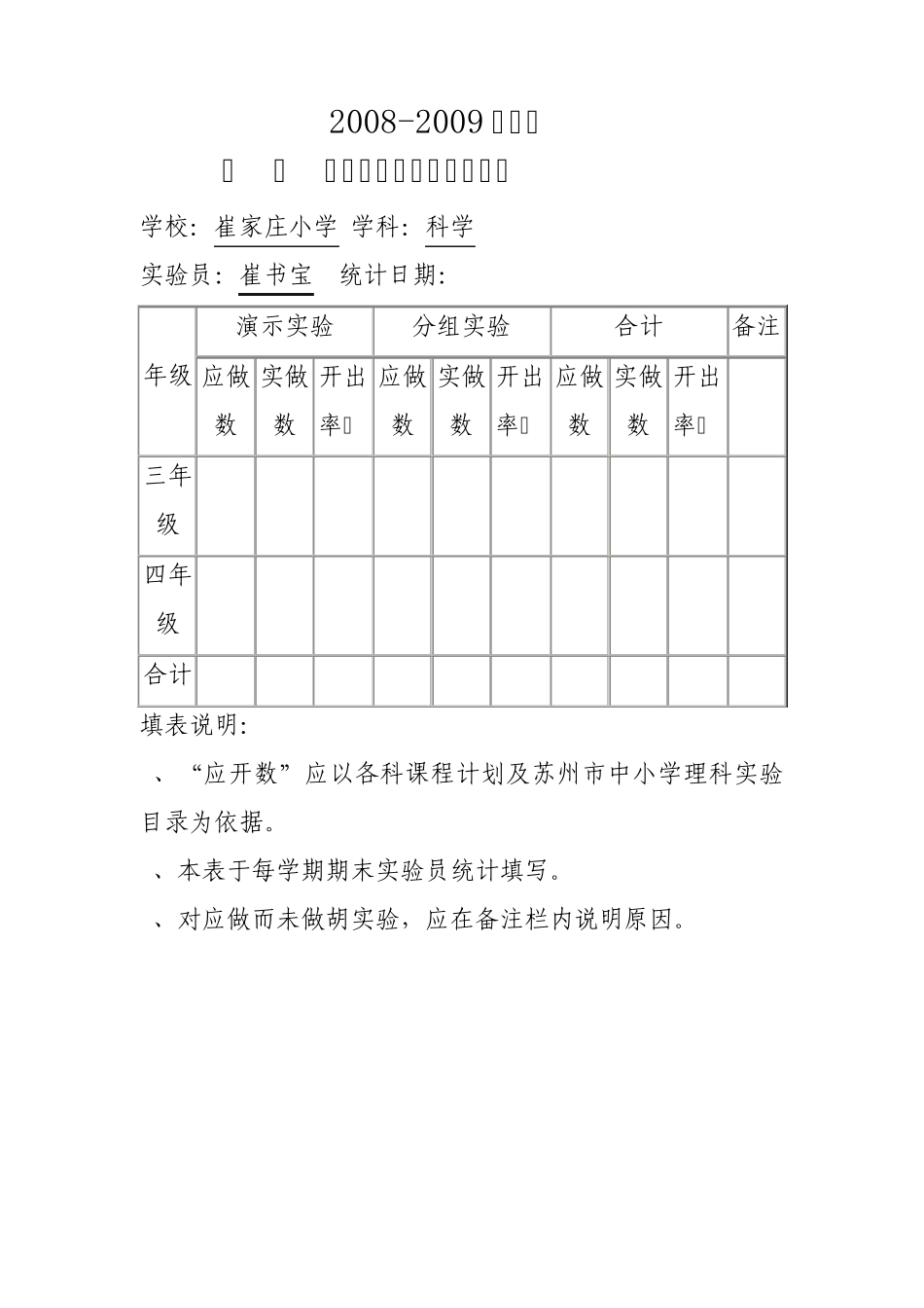 科学实验开出率统计表_第1页