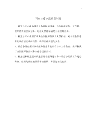 科室诊疗小组工作负责制度方案