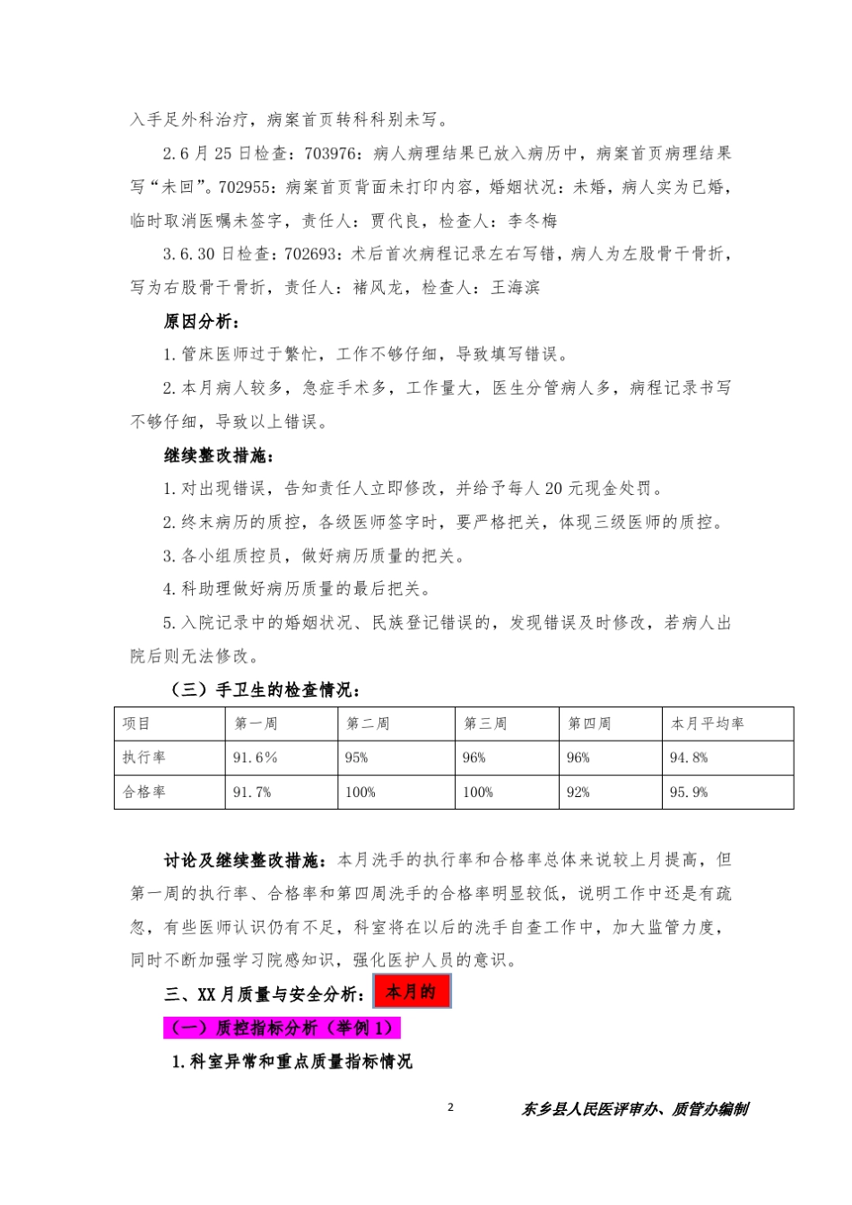 科室质量与安全管理会议记录样板_第2页