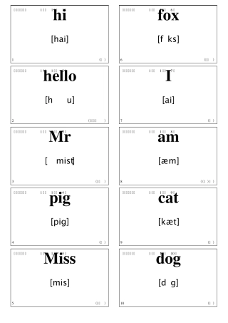 科普版小学英语三年级上册卡片