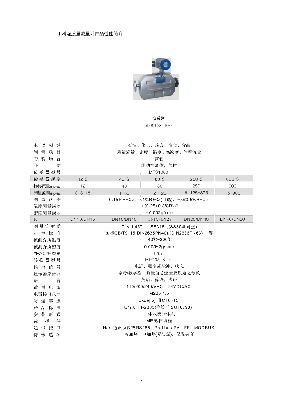 科隆KROHNE质量流量计选型资料_第3页