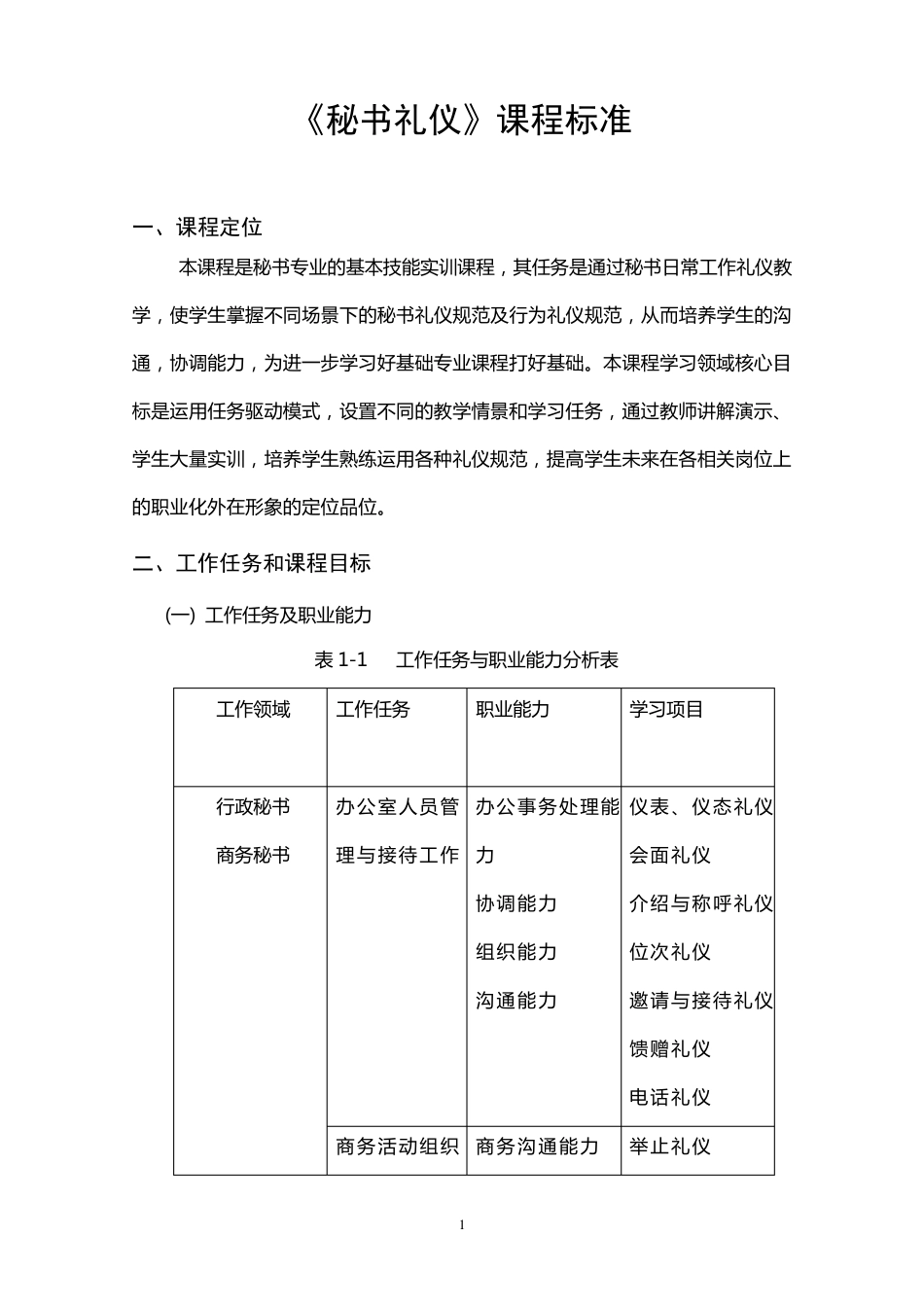 秘书礼仪课程标准_第1页