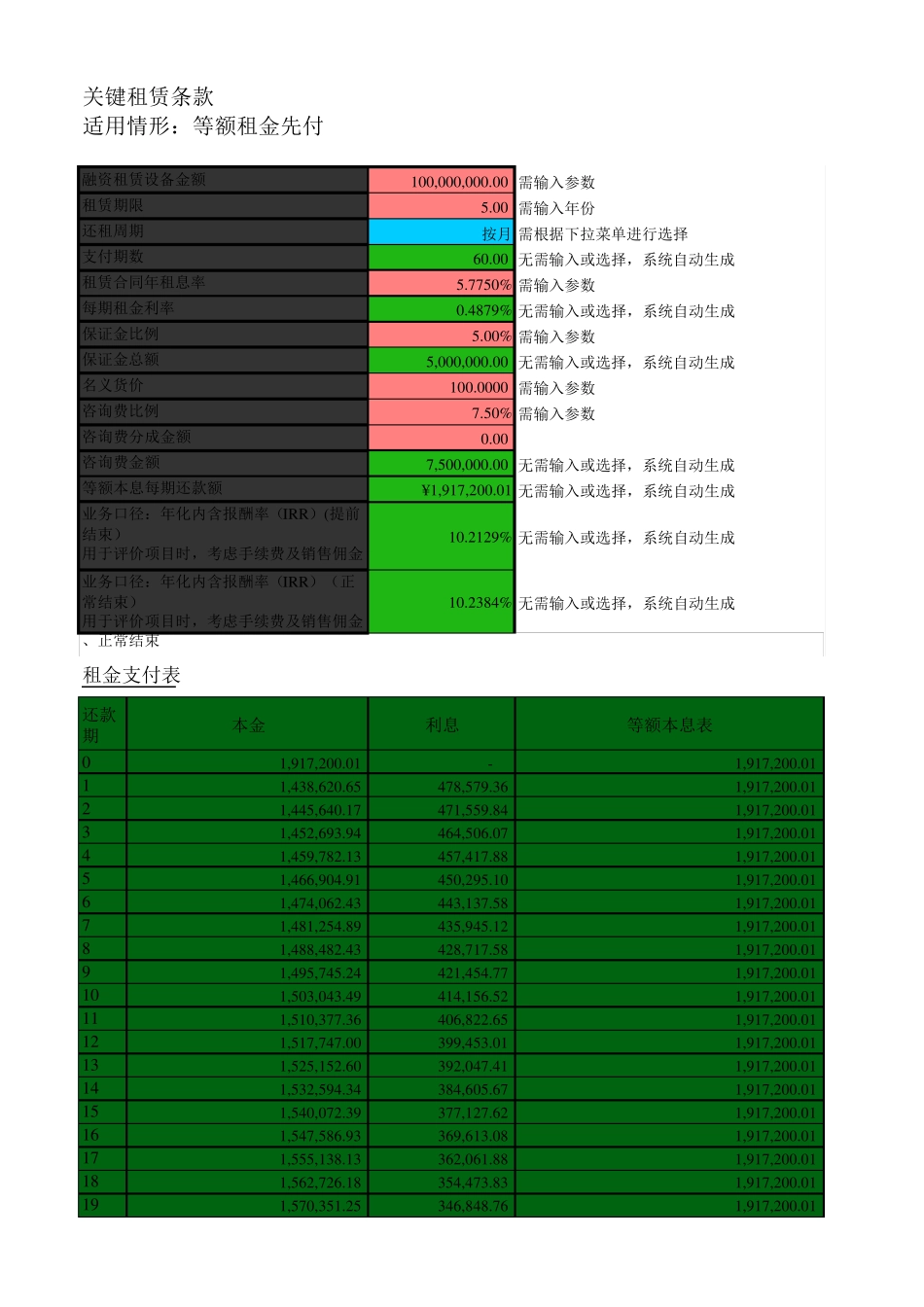 租金及收益率IRR测算_第1页