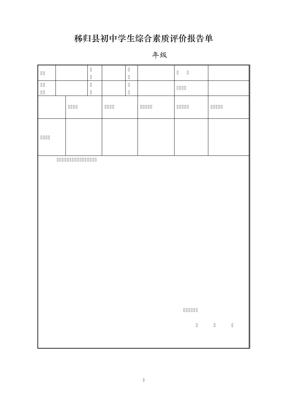 秭归县初中学生综合素质评价标准_第3页