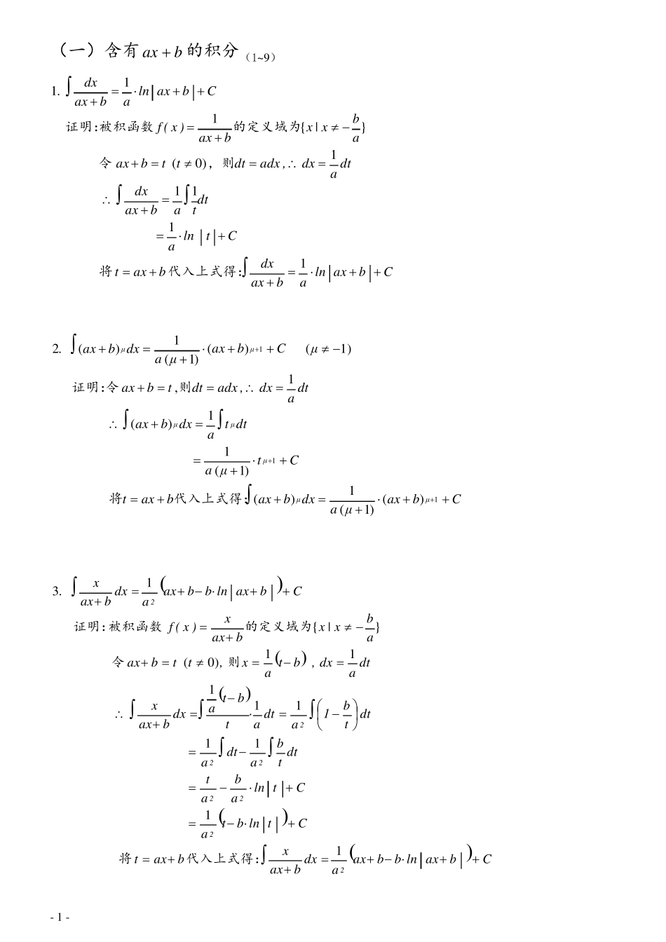 积分表147个公式的推导(修正版)_第2页