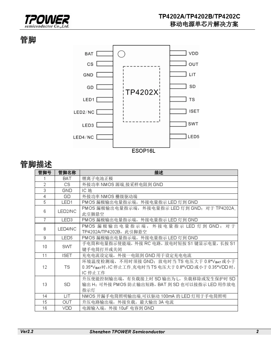 移动电源单芯片3A,TP4202_V2.2_第2页
