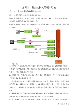 程控数字交换技术第四章程控交换机的硬件组成