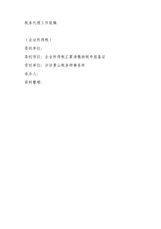 税务代理工作底稿