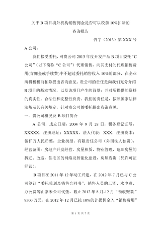 税务咨询报告