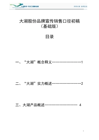 大湖股份品牌宣传销售口径(基础版)