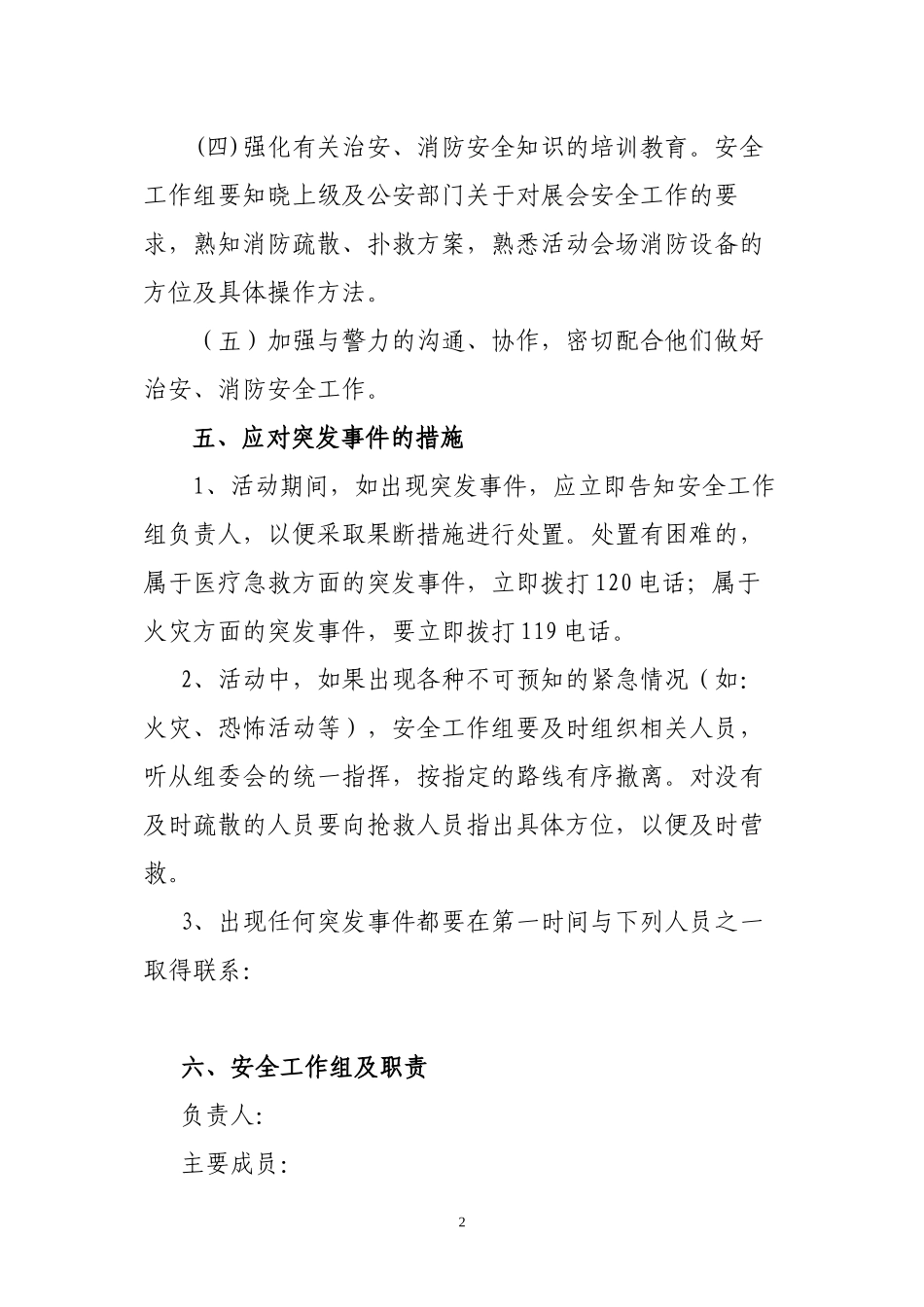 大型活动实施安全预案_第2页