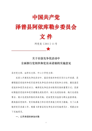 党员党组织承诺实施意见