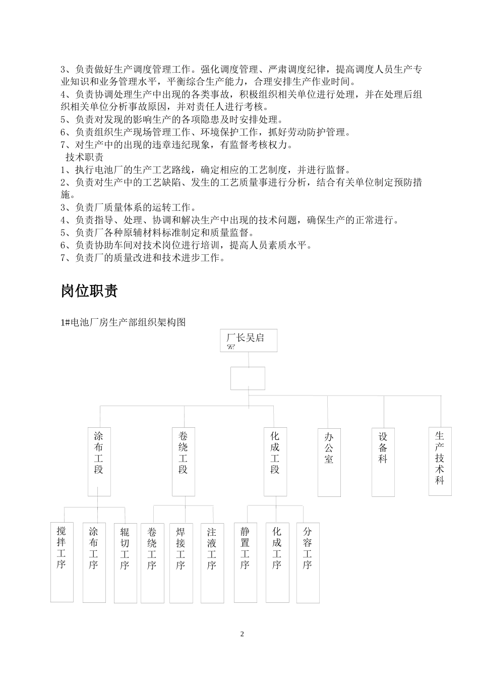 电池厂组织架构及职责汇编(定稿)_第2页