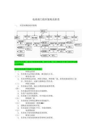 电商部门组织架构及职责