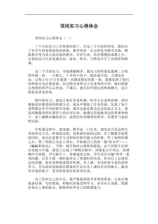 顶岗实习心得体会篇一
