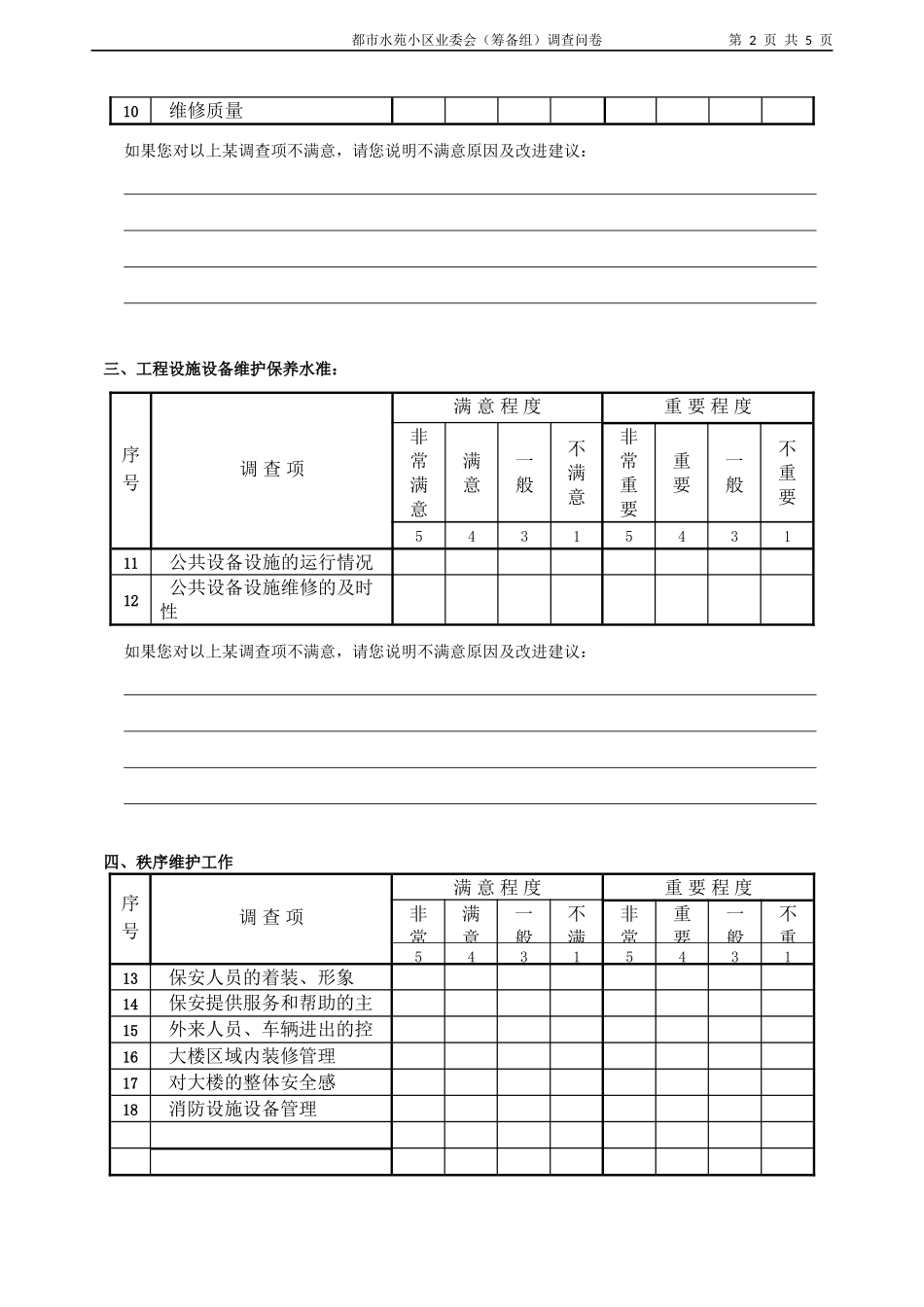 都市水苑小区业主意见和建议调查问卷_第2页