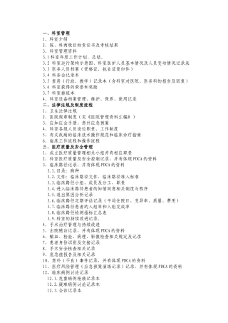 三级医院创建科室准备台帐目录(重新整理08-15)