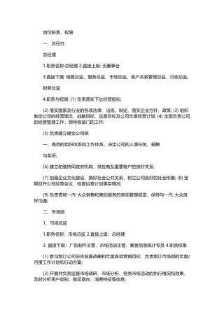 4S店岗位职责权限总结