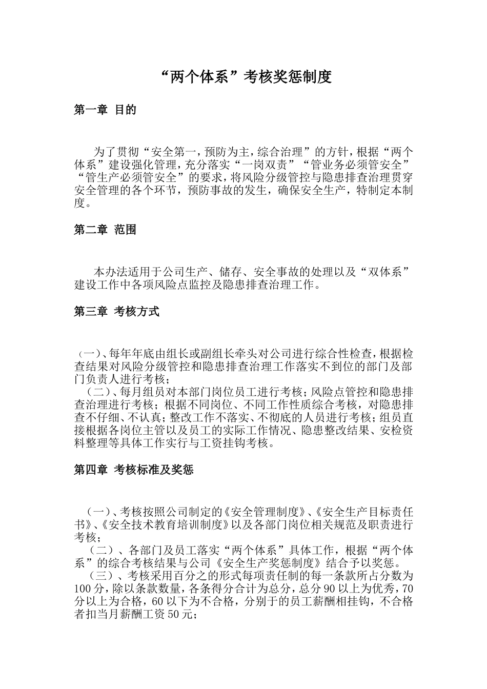 XXX公司双体系奖惩制度_第1页