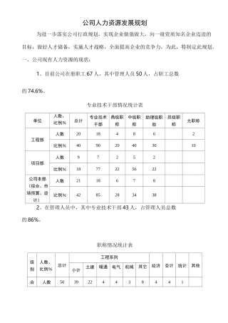 公司人力资源发展规划
