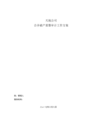 破产重整审计工作方案--萧峰大侠青