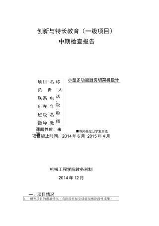 创新项目中期检查报告