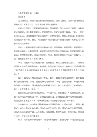 最新不负青春演讲稿(15篇)
