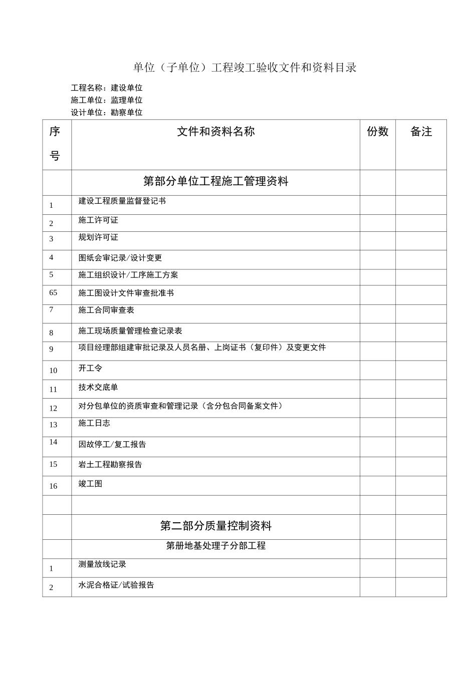 竣工资料整理目录_第1页