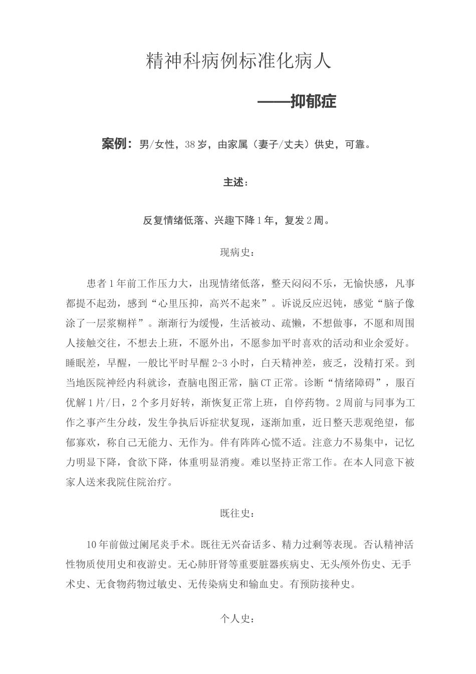 精神科病例标准化病人精选版_第2页