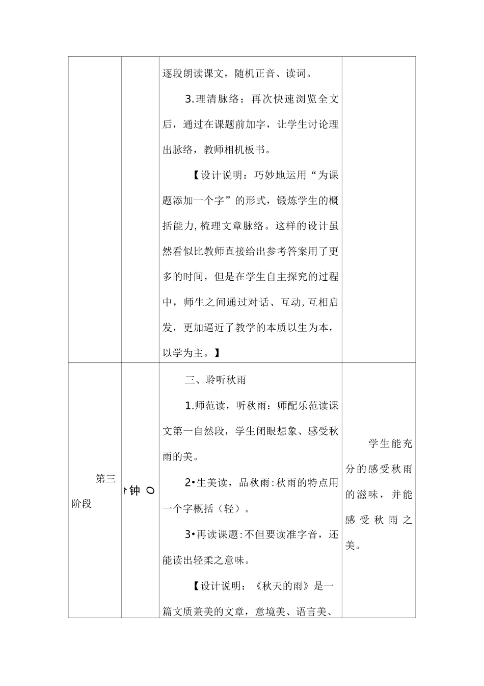 小学语文学科教学与学科核心素养融合计划《秋天的雨_第3页