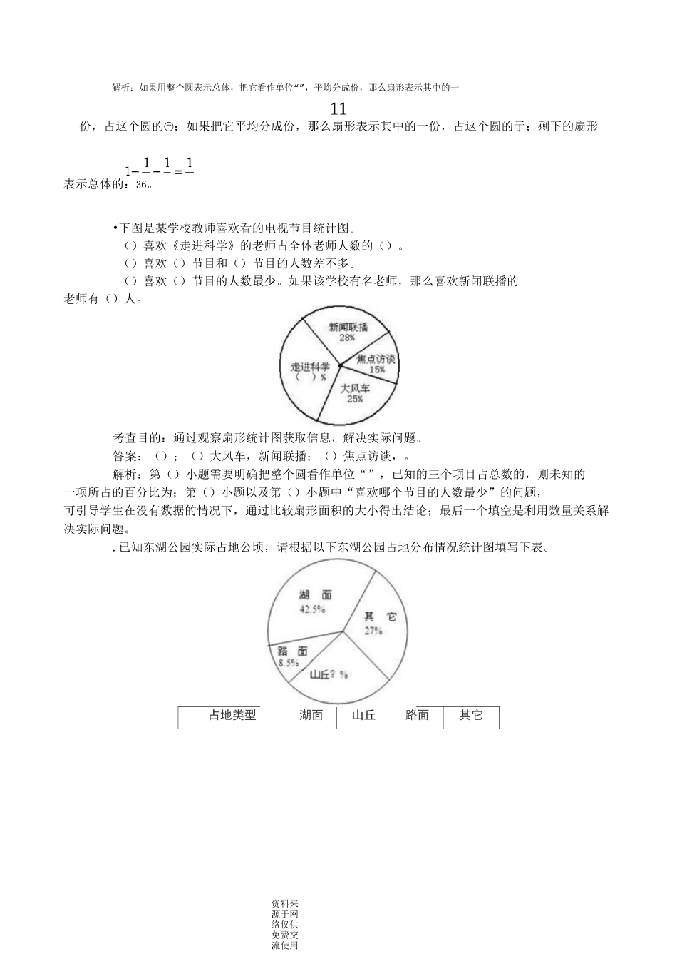 六年级上册数学专题练习《扇形统计图》同步试题(含答案)_第2页