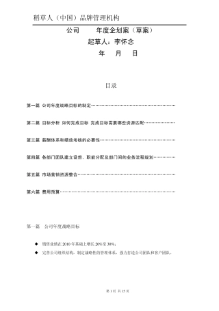稻草人公司11年营销企划案