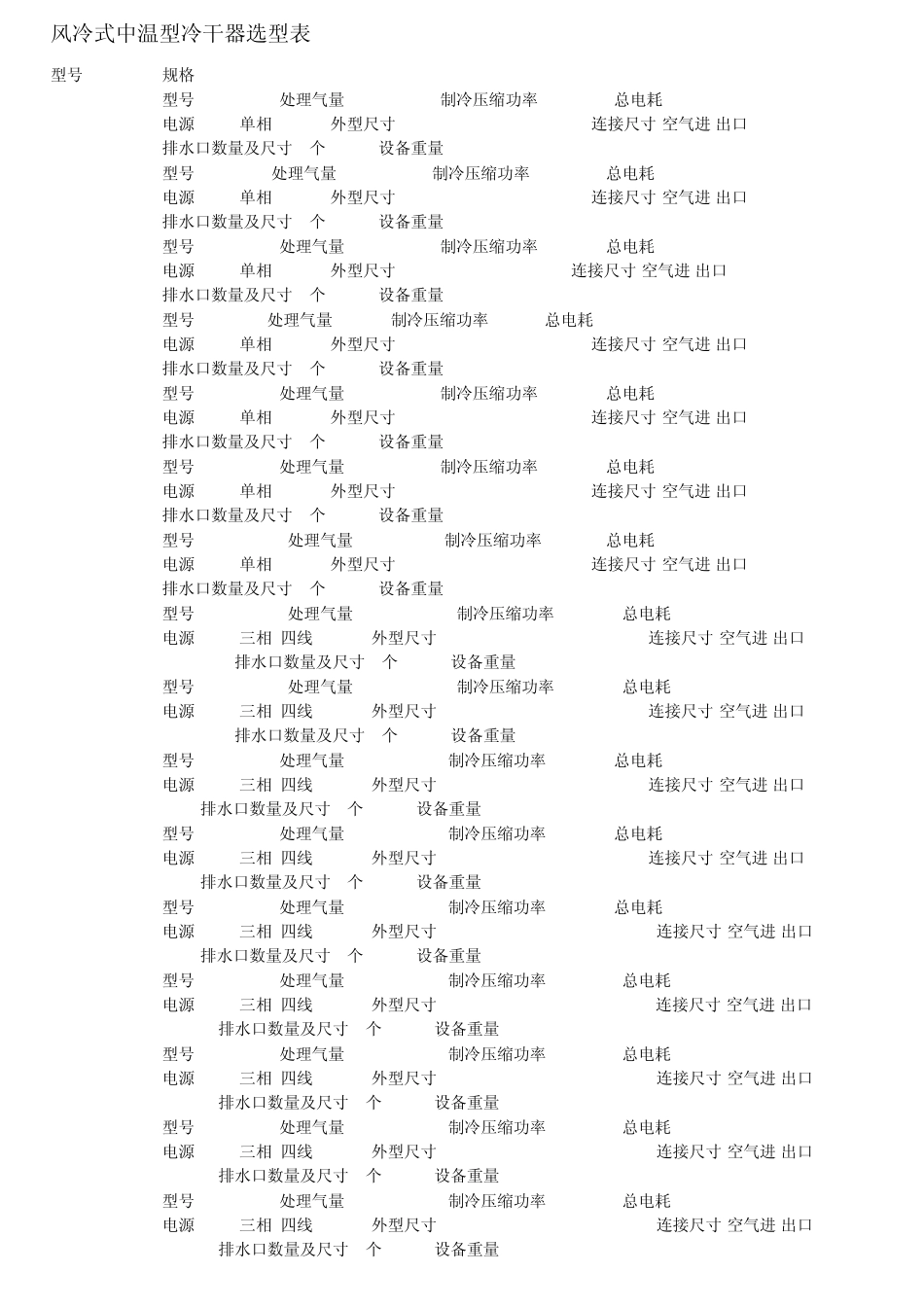 空压机规格参数表_第1页