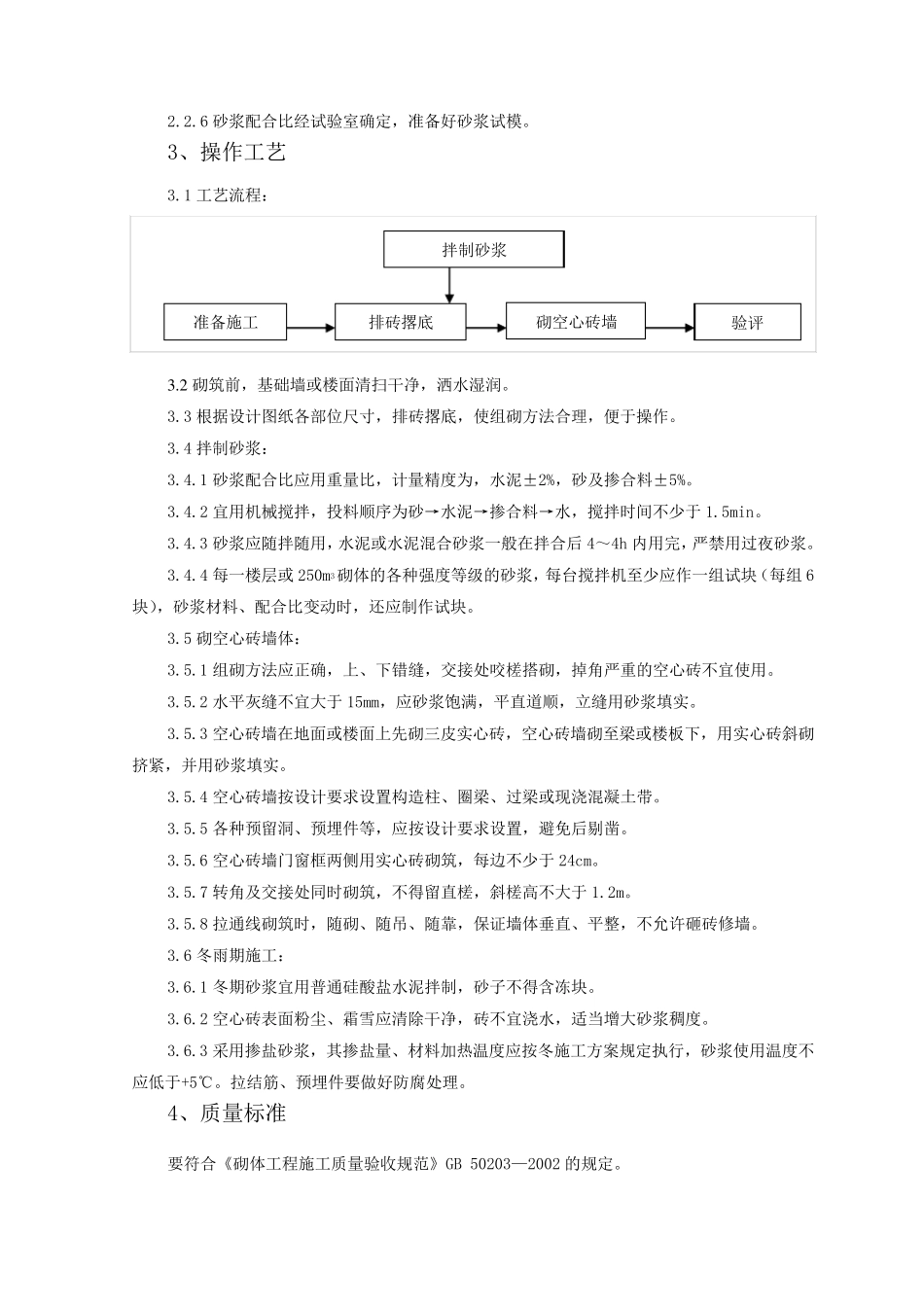 空心砖砌筑施工工艺标准_第2页