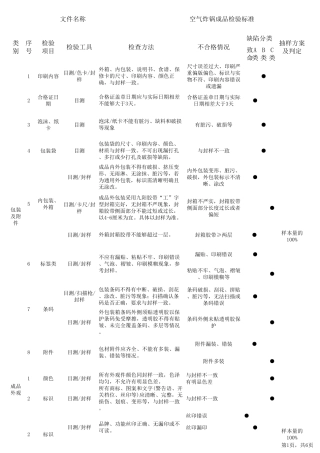 空气炸锅成品检验标准