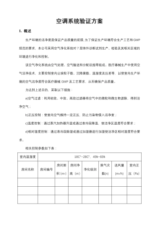 空调验证方案最新