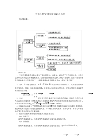 空间向量与立体几何知识点