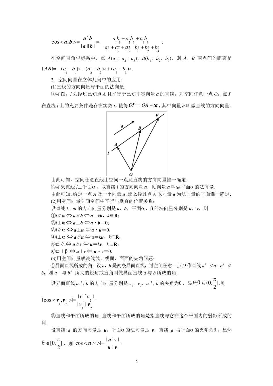 空间向量与立体几何知识点和习题_第2页