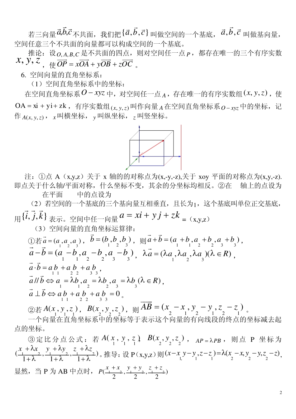 空间向量与立体几何知识点归纳总结_第2页