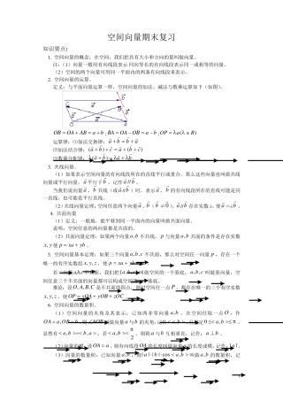 空间向量知识点归纳(期末复习)