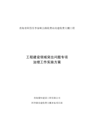 突出问题专项治理实施方案