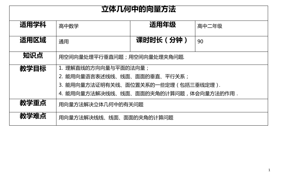 立体几何中的向量方法_第1页