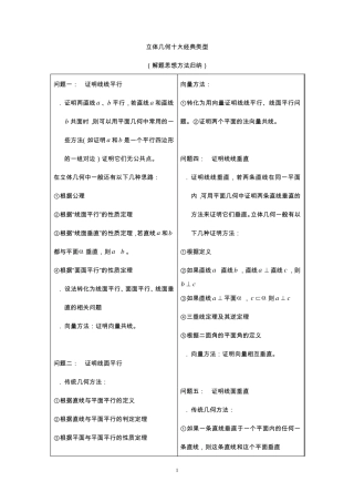 立体几何十大经典问题解法归纳总结
