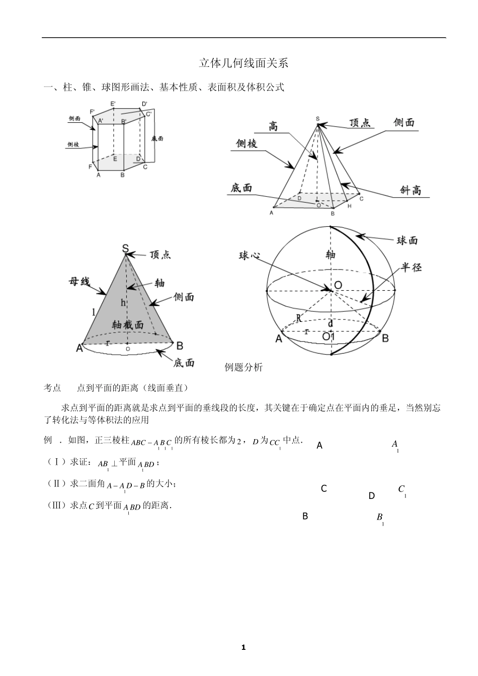 立体几何经典例题分析与基础练习题_第1页