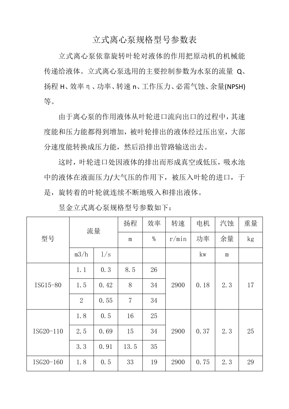 立式离心泵规格型号参数表_第1页