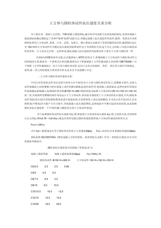 立方体与圆柱体试件抗压强度关系分析