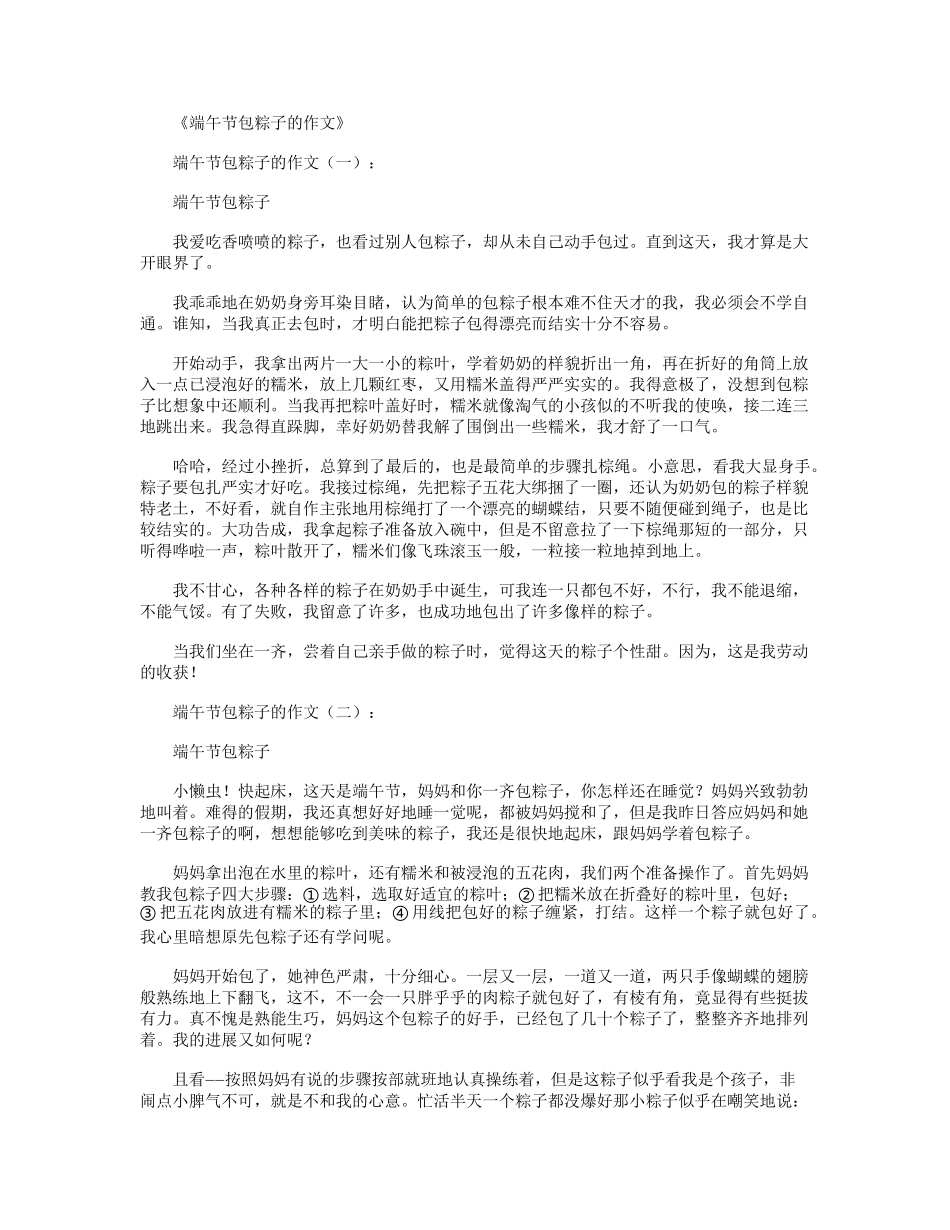 端午节包粽子的作文12篇完美版_第1页