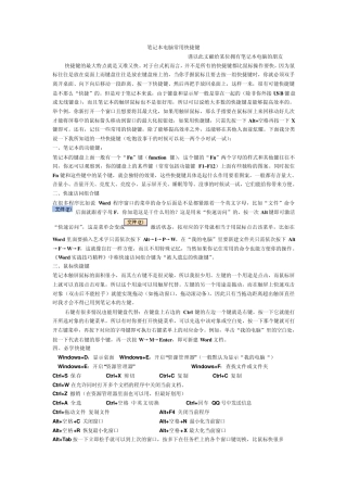 笔记本电脑常用快捷键总结